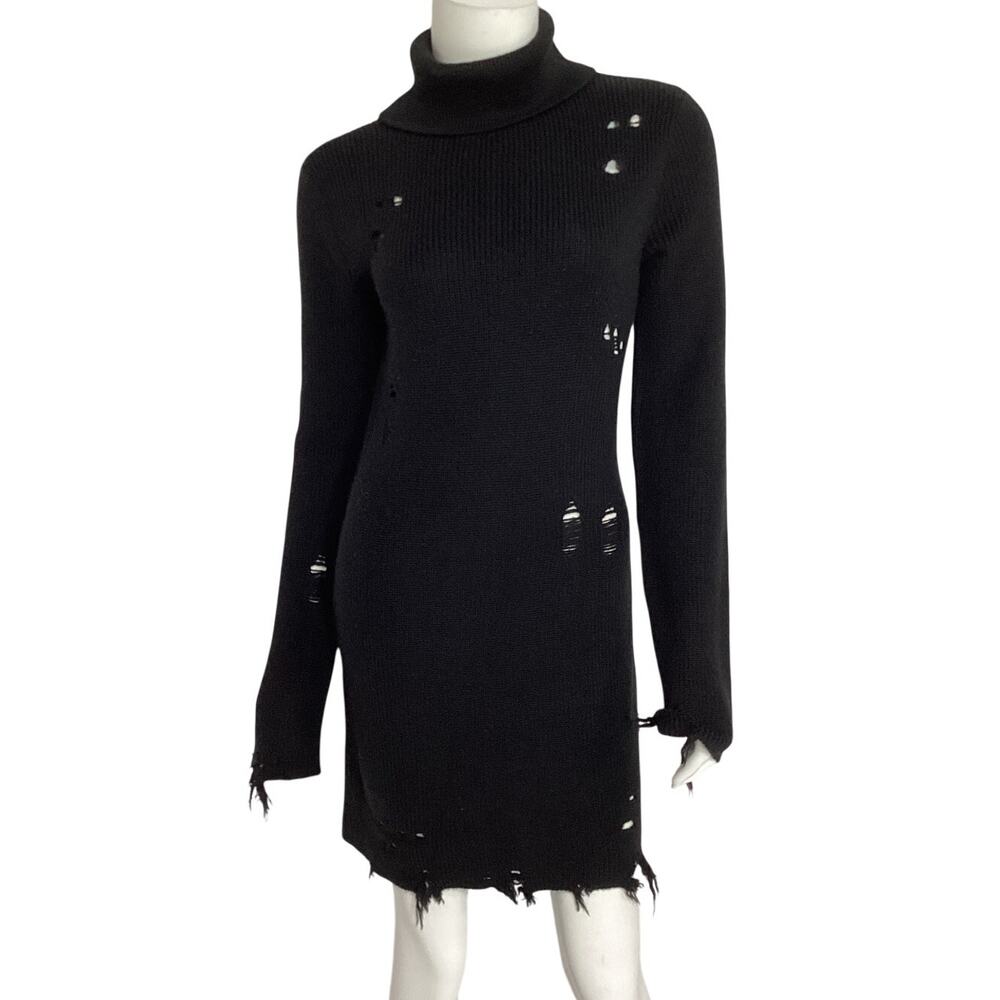 Lovers And Friends Distressed Black Keeney Sweater Dress Size M - Picture 2 of 4